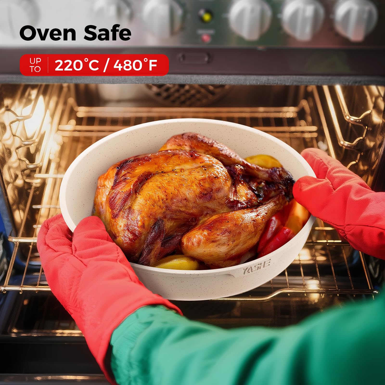 YASHE 21 Delige Pannenset, Anti Aanbaklaag, Met Afneembare Handgrepen En Glazen Deksel Geschikt Voor Inductie Oven Vaatwasser Stapelbaar Wit 2552492686