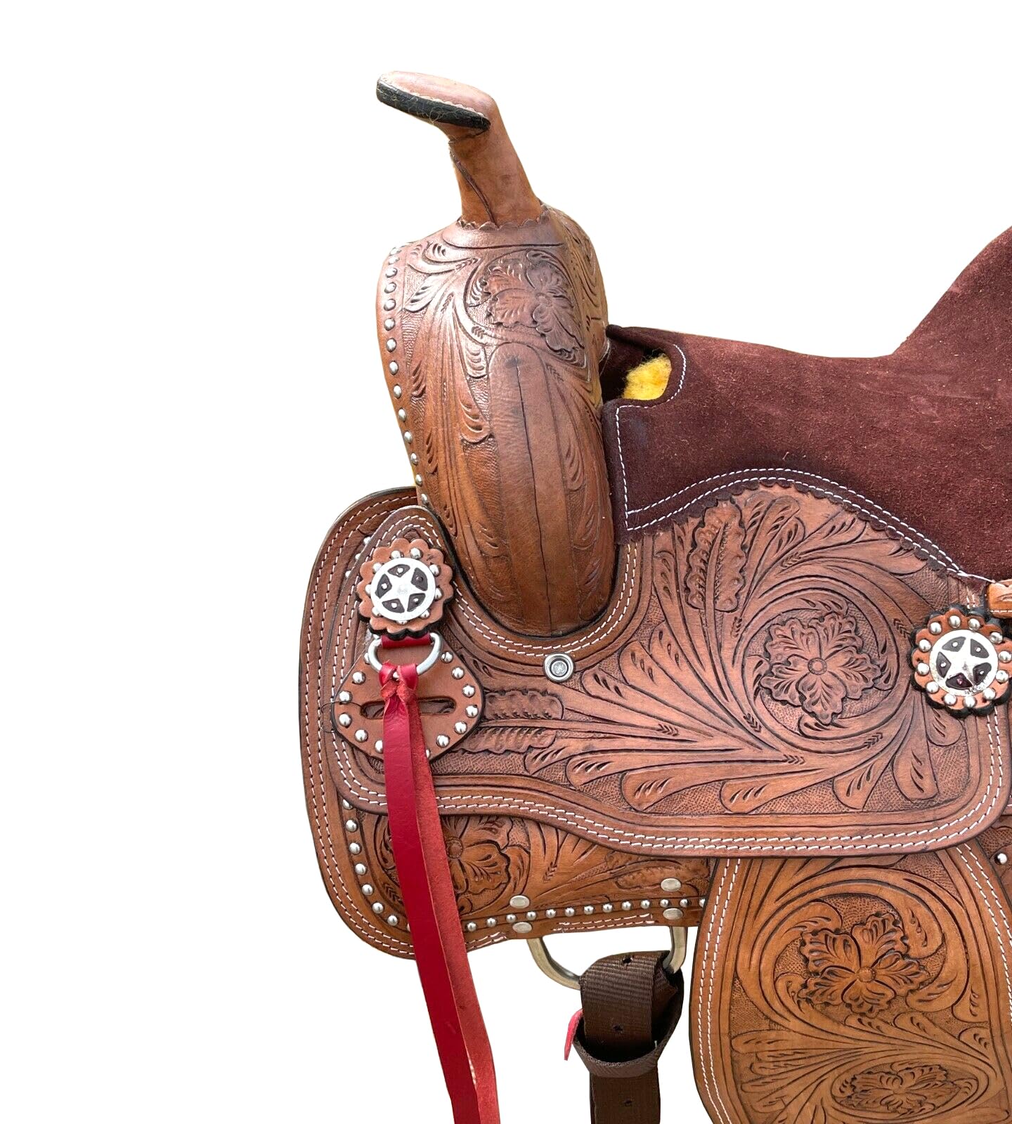 Youth - Sella per cavallo Western Pleasure Trail per bambini con sedile in pelle scamosciata marrone