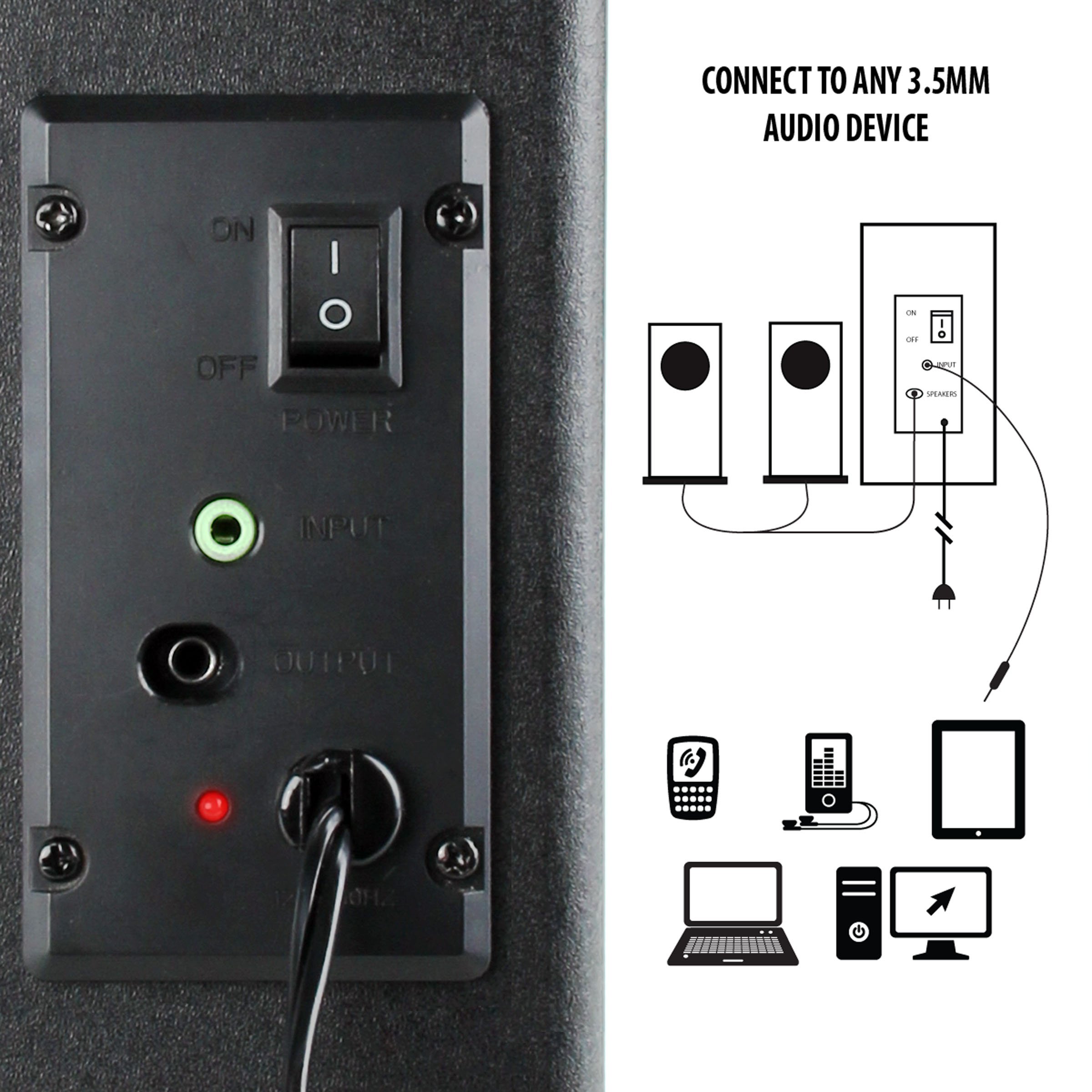 GOgroove BassPULSE 2.1 Altavoces PC Gaming con Luces LED y Subwoofer Activo - Sistema de Altavoces para Juegos en Computadoras de Escritorio, Portátiles, PC 40 Vatios, Graves Pesados ​​- Verde
