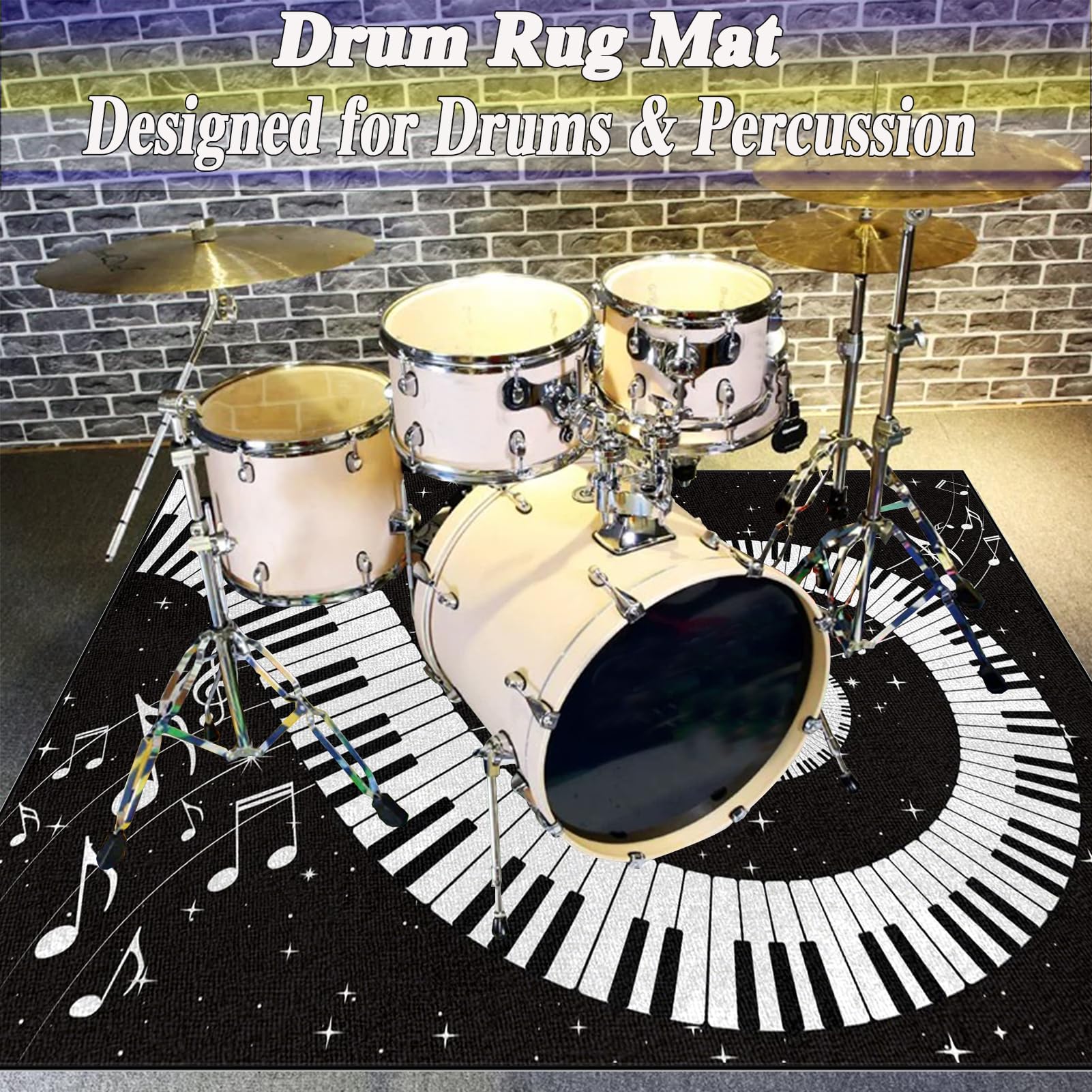 Alfombra Bateria Electronica Alfombras Acusticas Protector de Suelo Alfombras de Batería Acústico, Alfombrillas de Tambor Insonorizada Antideslizantes, Alfombra para Batería y Percusión 140 x 100 cm