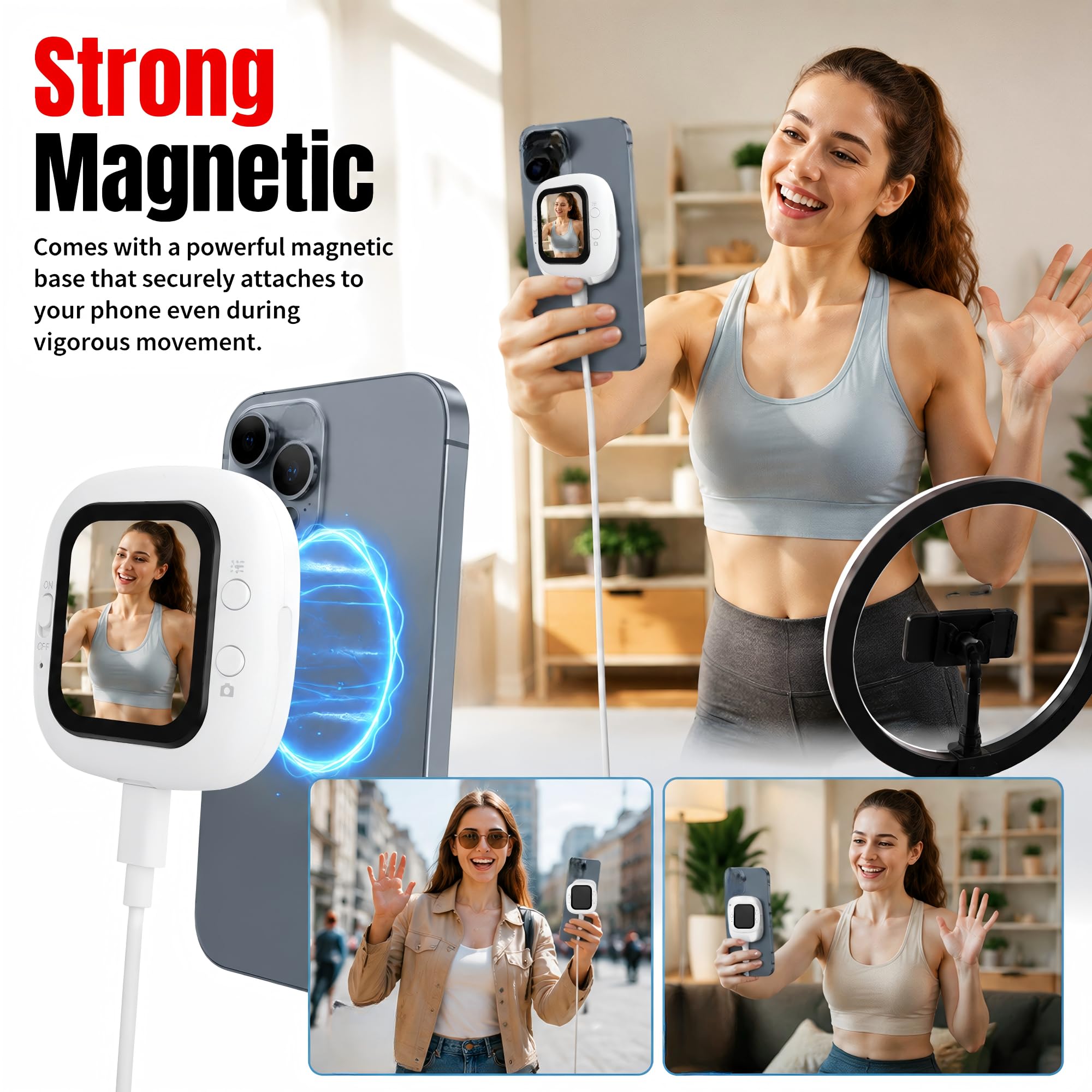 Handy Selfie Monitor 2,01" Magnetisch Vlog Bildschirm für Reisen