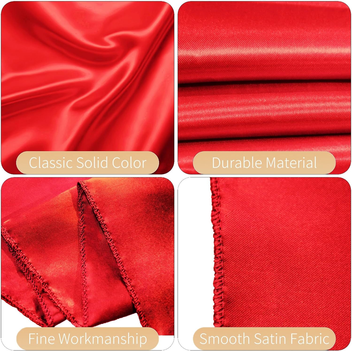 120 Pcs Red Satin Chair Sashes Bows Universal Chair Cover 6x108 Inch | Chair Ribbon Decorative Ties Sash for Wedding Banquet Events Dining Holidays Party Ceremony Reception Hotel Restaurant Décor