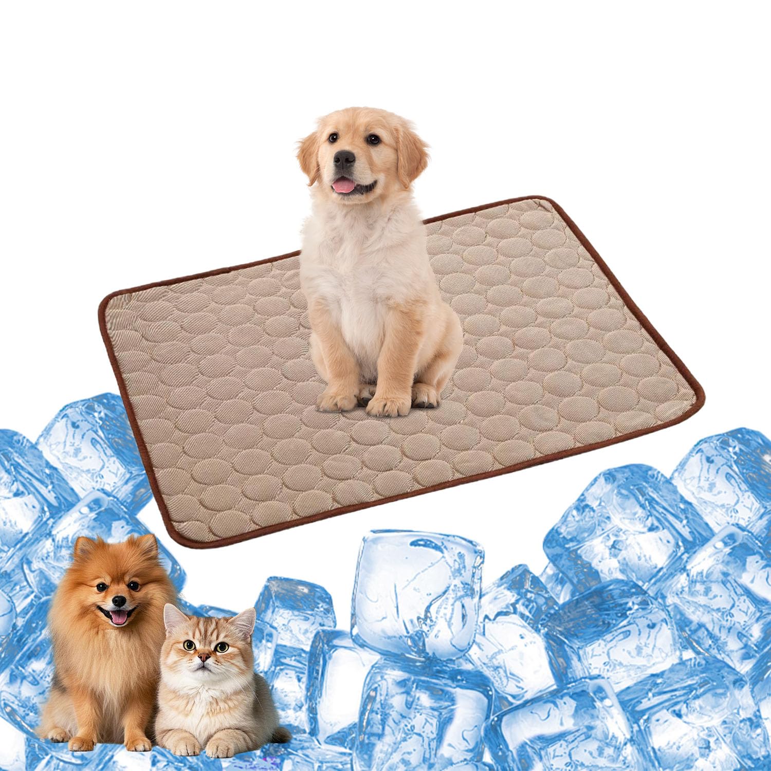 YXHZVON Cooling Mat for Dogs and Cats, 50.5 x 40.5 cm, Pet Cooling Mat, Self-Cooling Dog Mat, Summer Cooling Pad, Dog Mat, Cooling Mat for Dog Cat Pets, Size: S (Brown)