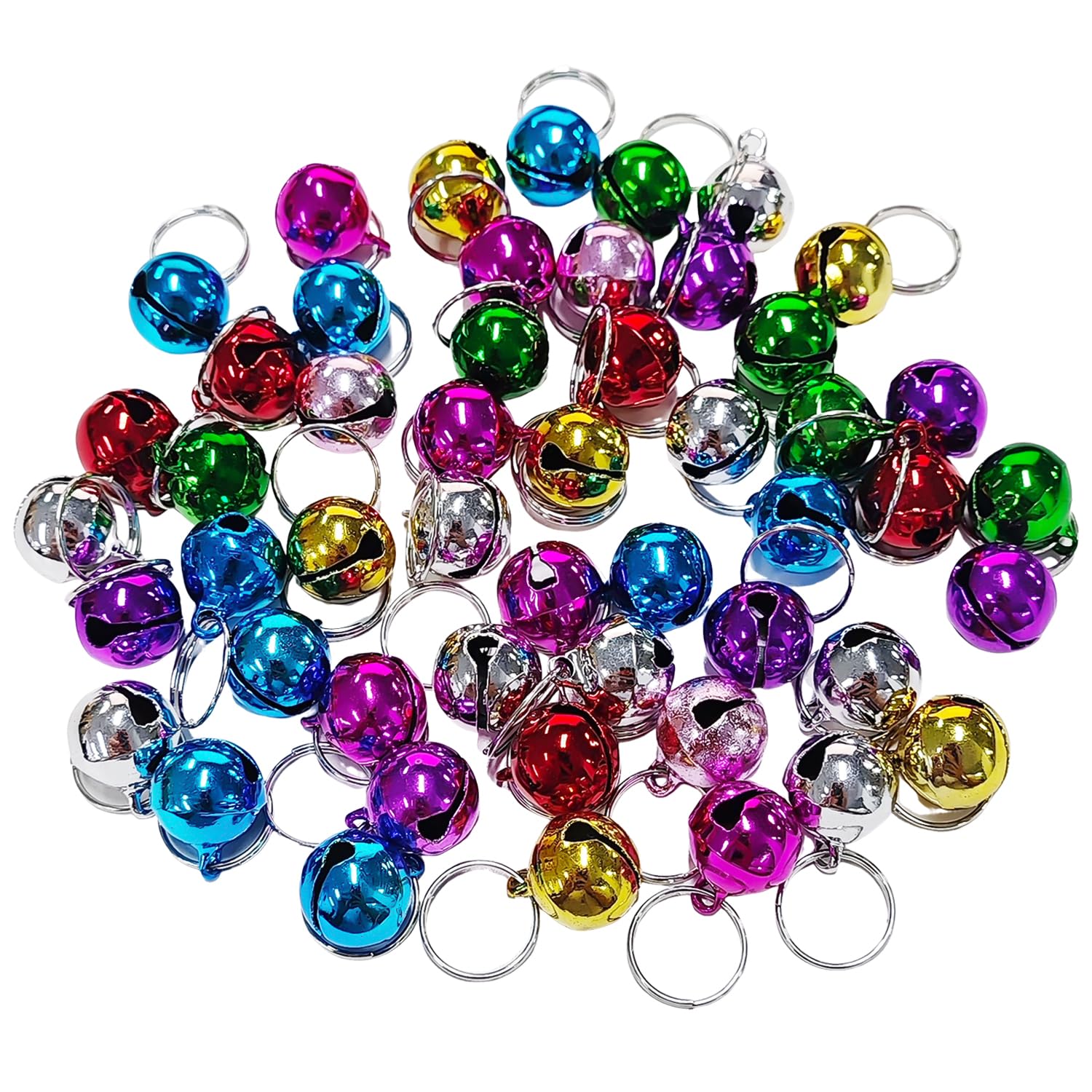 50 Pièces De Cloches Colorées, Ornements Faits À La Main, Cloches De Collier pour Animaux De Compagnie, Équipement De Dressage De Chats Et De Chiens, Décorations De Fêtes De Fin D'Année.