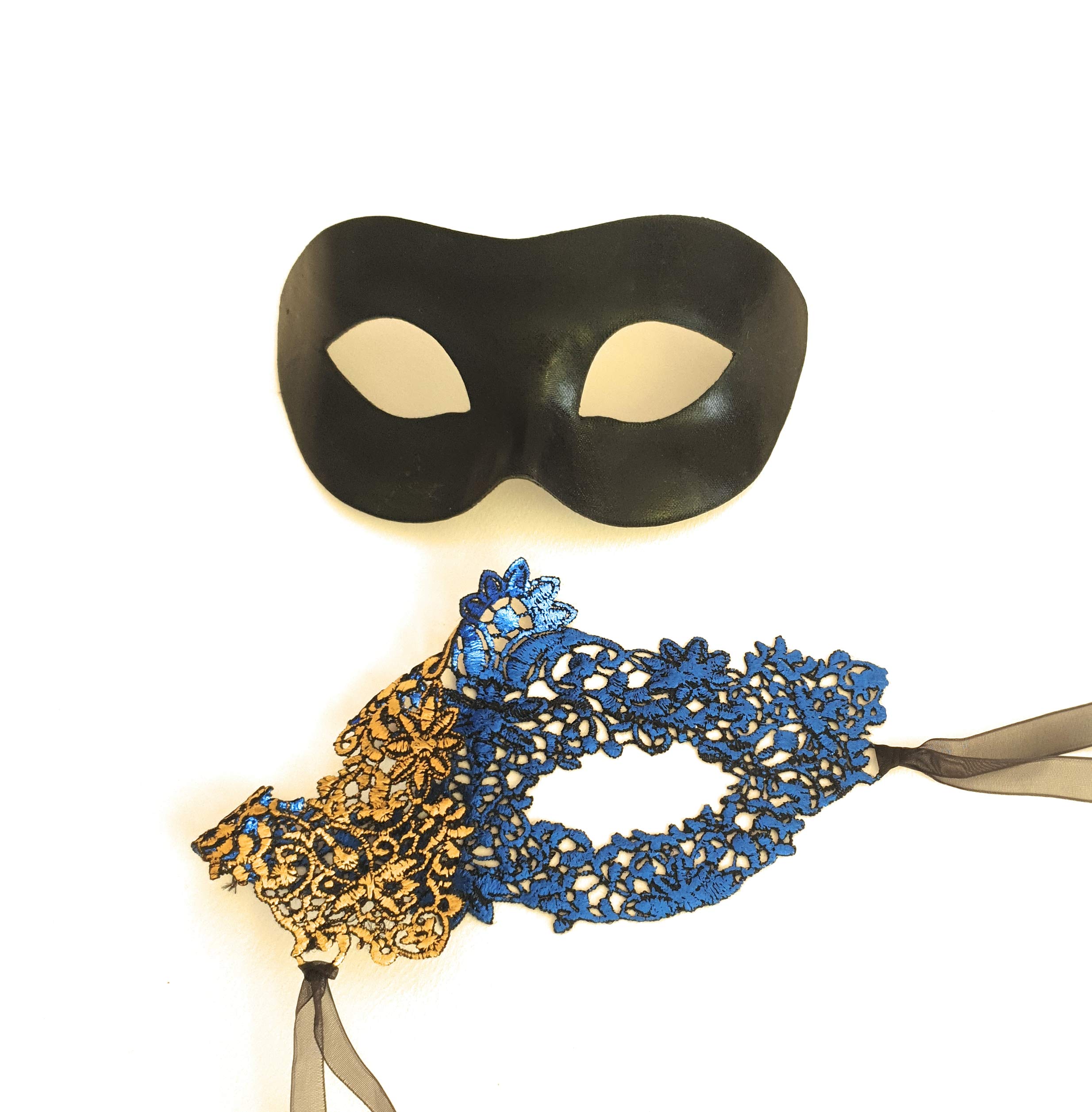 Masquerade Masks for Couples | Reversible Lace Mask Plus Black Unisex Mens Mask