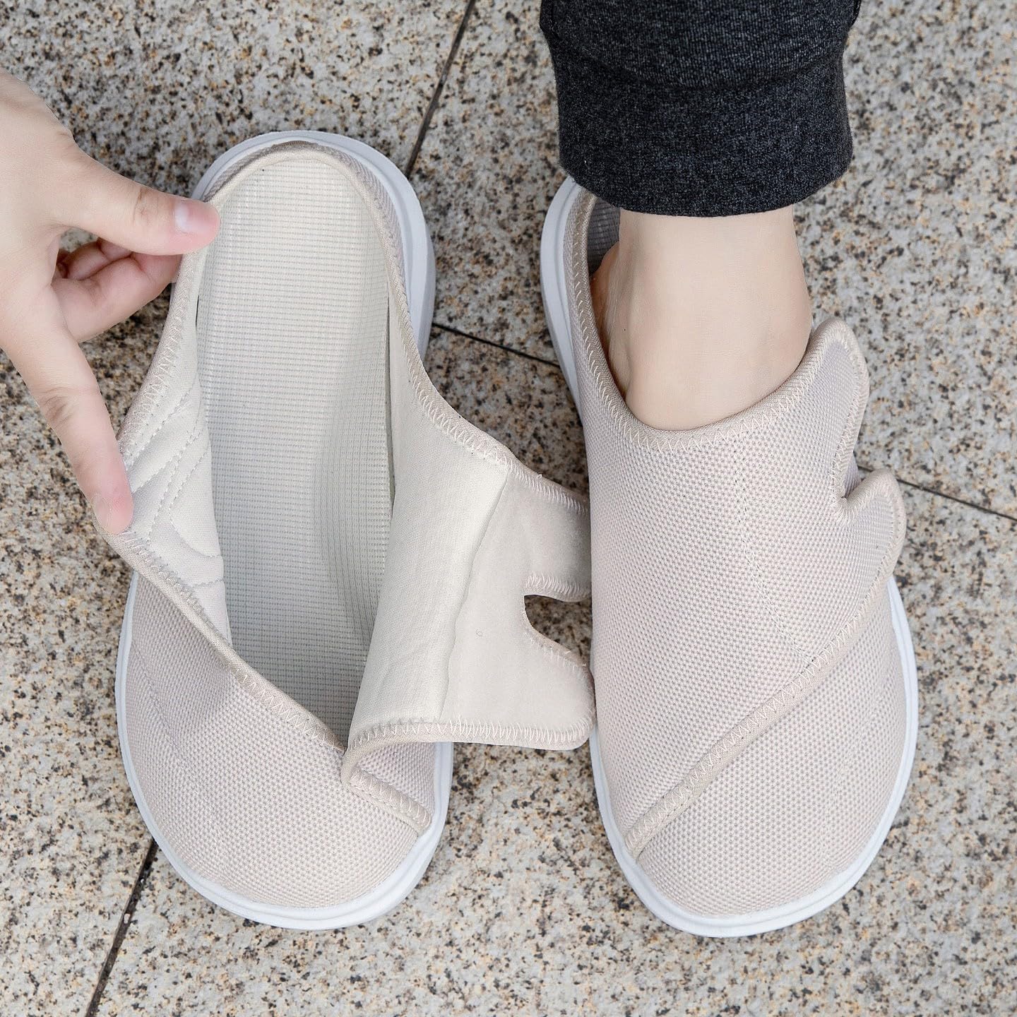 Eagsouni Diabetiker Hausschuhe Herren Damen Extra Weit Klettverschluss | Orthopädische Pantoffeln,Leicht,bequem,Atmungsaktiv,rutschfest,Verbandschuhe,für Senioren
