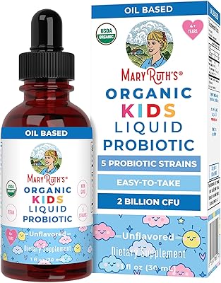 MaryRuth Organics Kids Probiotic Liquid Drops | USDA Organic Probiotics for Digestive Health | Ages 4 Gut Health & Immune Support Supplement | Overall Health | Vegan | Non-GMO | 1 Fl Oz