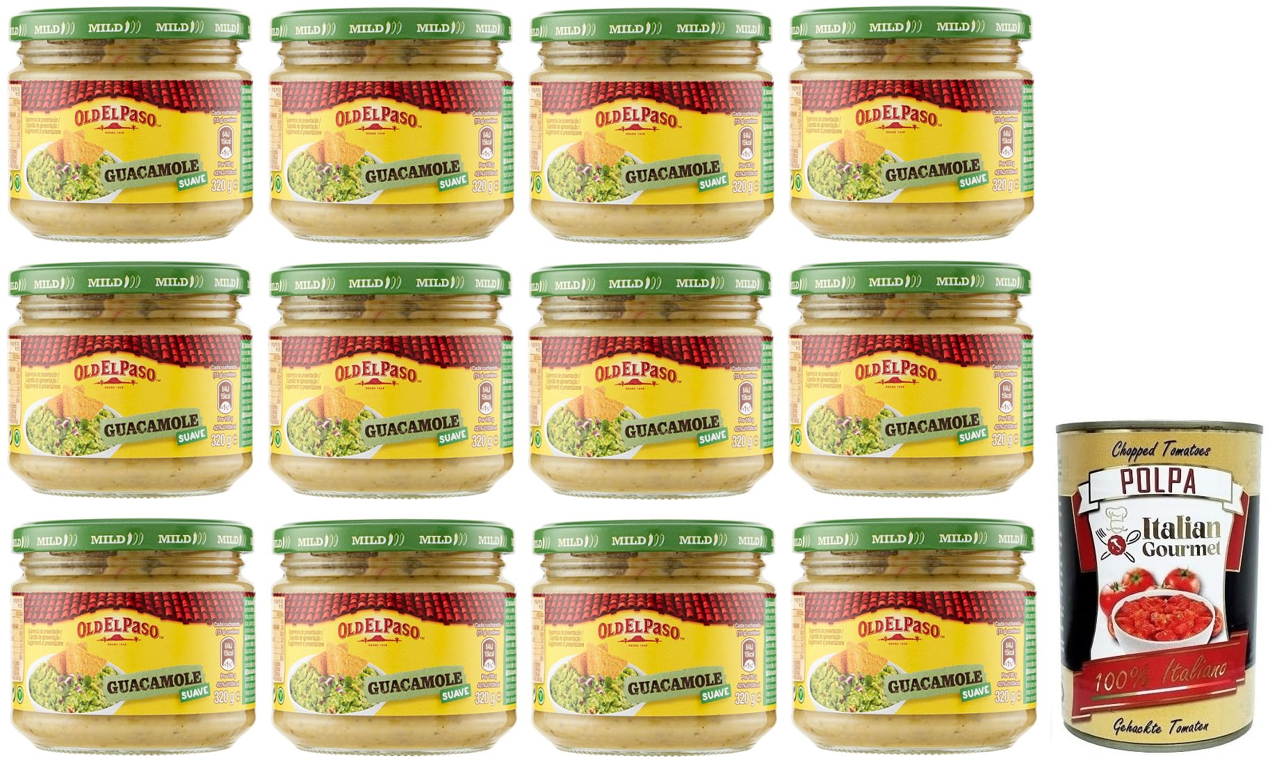 Italian Gourmet Salsa Guacamole Avocado-Würzsauce Glas Tex-Mex 12 x 320g