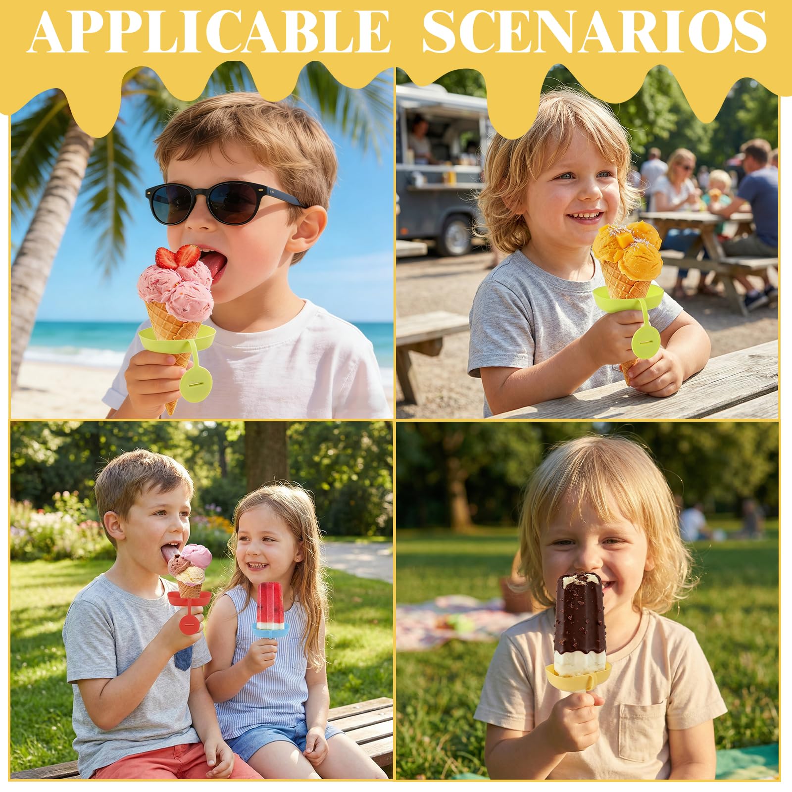 Soportes para Helados Antigoteo 4 Piezas Moldes Helados Silicona Molde Helado Molde Helado Soporte de Silicona para Paletas, para Casa, Adultos, Niños, Fiesta de Verano, Moldes helados