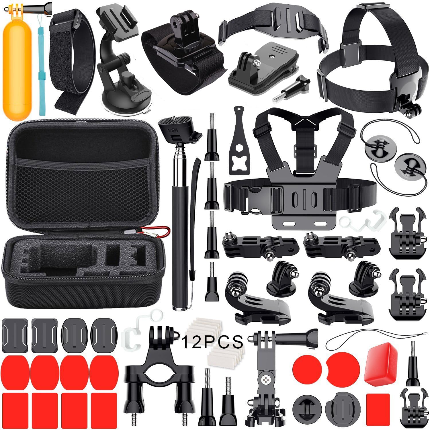 Action Pro Accessories Kit Compatible with GoPro-13/12/11/10/9/8/7/6/5/SJCAM/YI Accessory Bundle Set for Action Camera