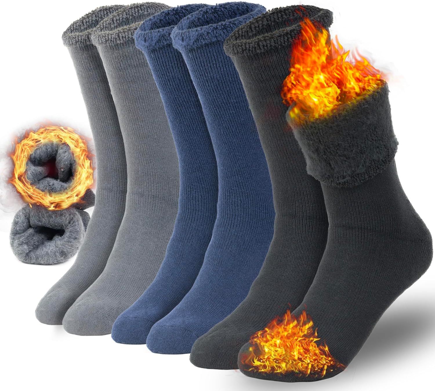 NevEND Meias térmicas masculinas térmicas de inverno com isolamento térmico 3/6 pares para atividades ao ar livre em clima frio