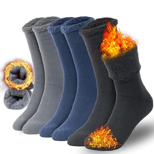 NevEND Meias térmicas masculinas térmicas de inverno com isolamento térmico 3/6 pares para atividades ao ar livre em clima frio