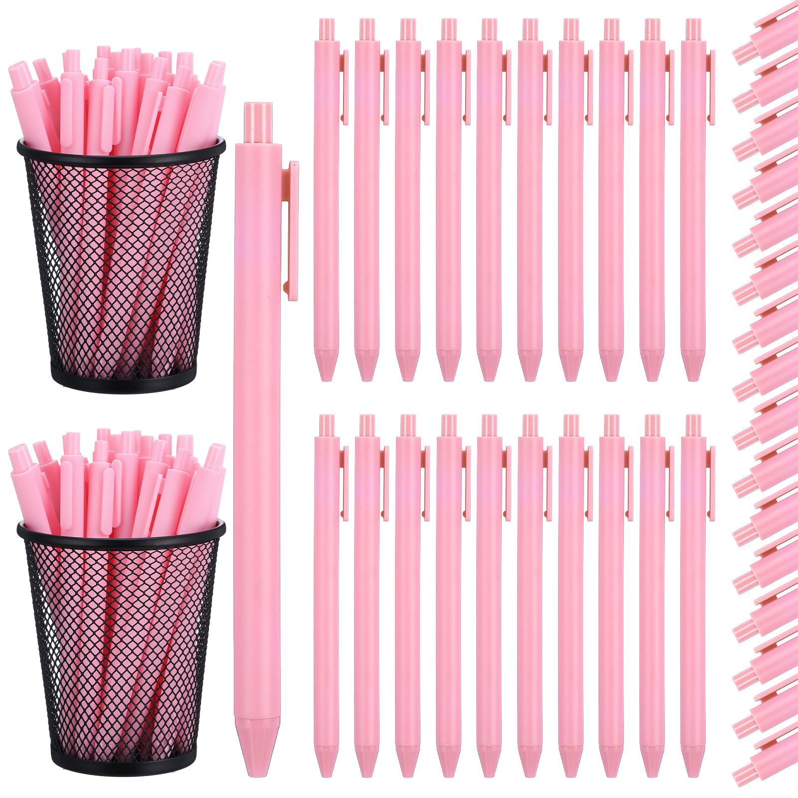 JIEYAO 100 Stück Kugelschreiber, Bulk, 1,0 mm, hellviolett, Klickstifte, einziehbar, bequem, Schreibstifte, mittlere Spitze, niedlich, Bürostifte, ästhetischer Kugelschreiber für Lehrer, Studenten,