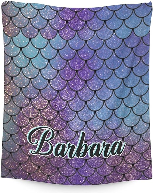 Mercuryelf Custom Mermaid Throw Blanket - Soft, Fuzzy & Warm - 40x50 Inches Flannel Blankets for Travel, Office - Dark Novelty Throws Gift for Kids