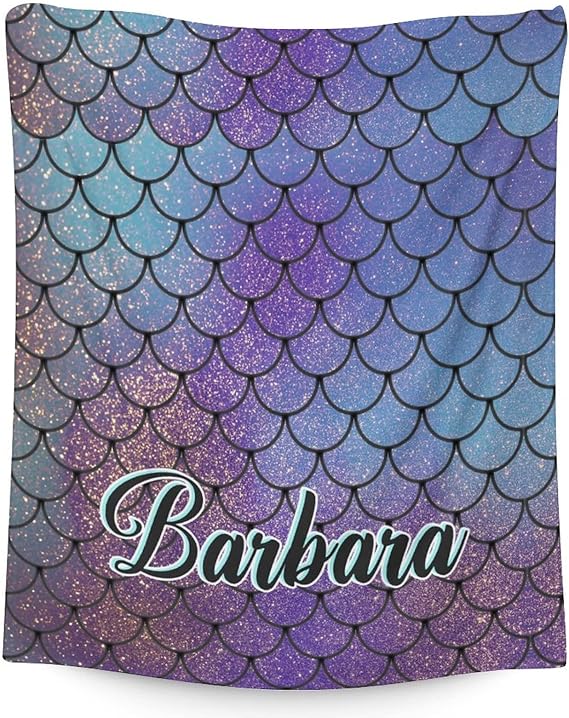 Mercuryelf Custom Mermaid Throw Blanket - Soft, Fuzzy & Warm - 40x50 Inches Flannel Blankets for Travel, Office - Dark Novelty Throws Gift for Kids