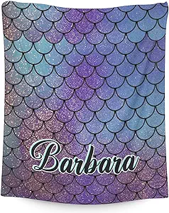 Mercuryelf Custom Mermaid Throw Blanket - Soft, Fuzzy & Warm - 40x50 Inches Flannel Blankets for Travel, Office - Dark Novelty Throws Gift for Kids