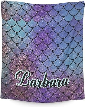 Mercuryelf Custom Mermaid Throw Blanket - Soft, Fuzzy & Warm - 40x50 Inches Flannel Blankets for Travel, Office - Dark Novelty Throws Gift for Kids