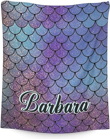 Mercuryelf Custom Mermaid Throw Blanket - Soft, Fuzzy & Warm - 40x50 Inches Flannel Blankets for Travel, Office - Dark Novelty Throws Gift for Kids