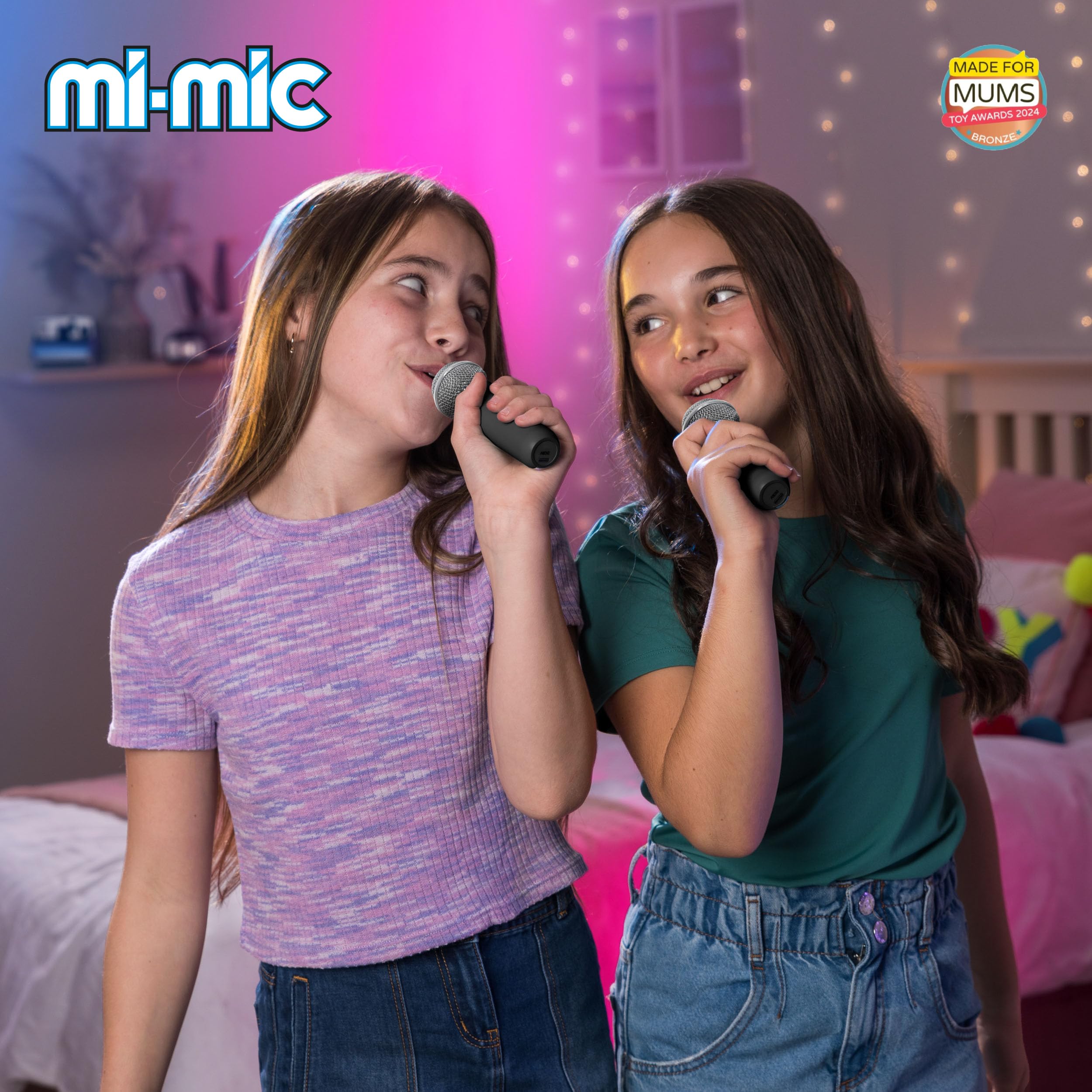 Mi-Mic Kids Bluetooth Karaoke Machine with LED Lights, Wireless Microphones - Image 2