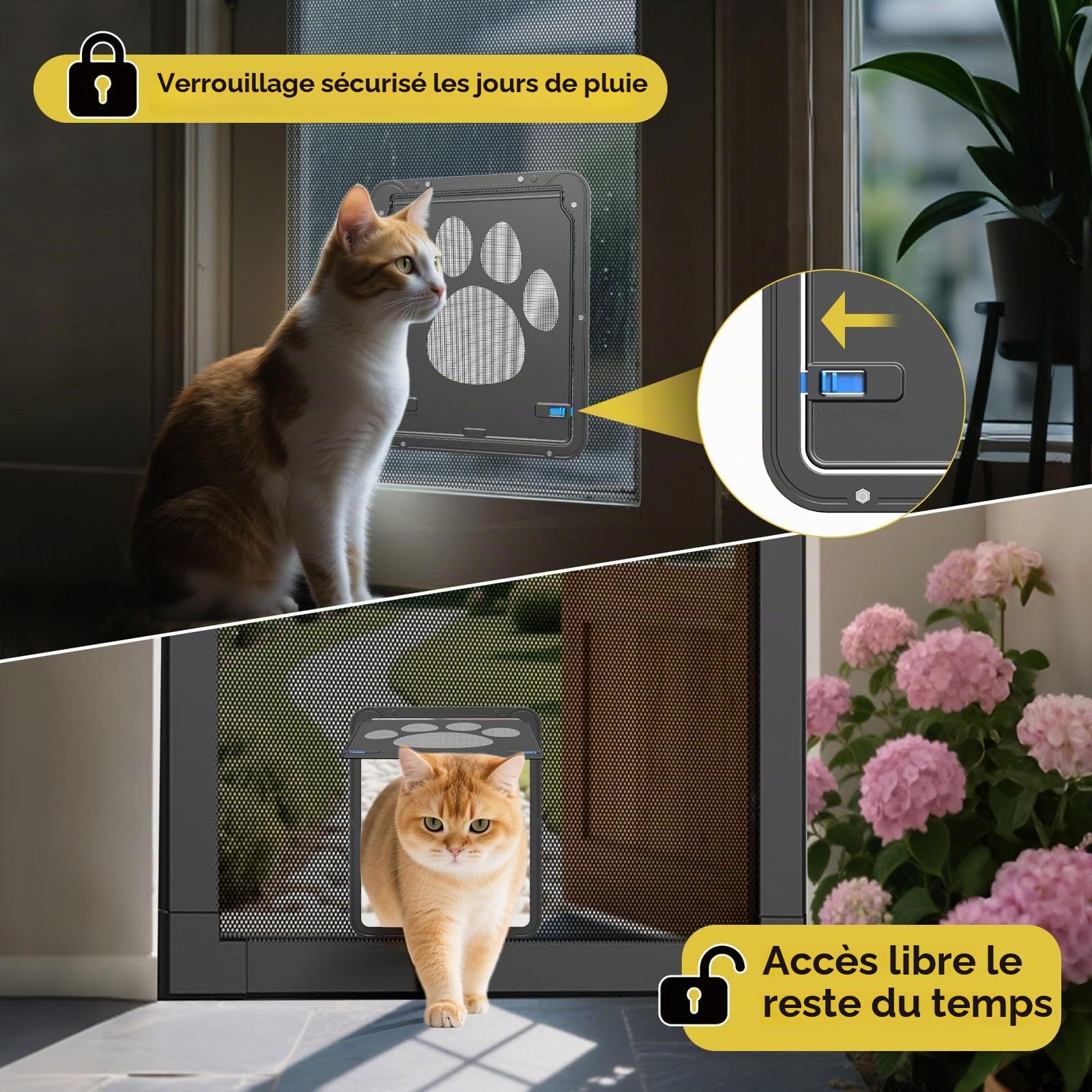 Clapet pour Porte moustiquaire - Moustiquaire pour Chat - avec Fermeture magnétique - Installation Facile - pour Chat et Chien (29 cm x 24 cm)