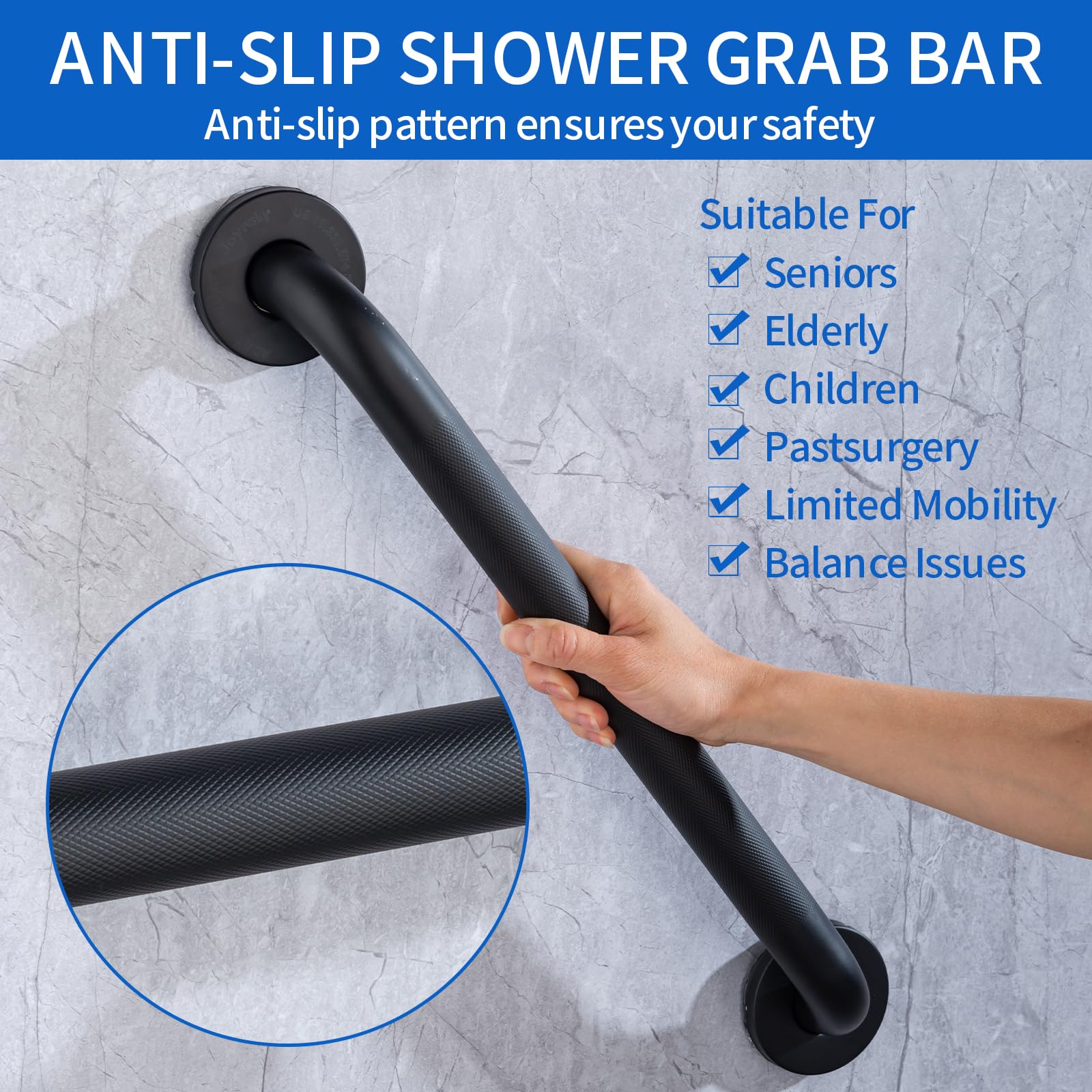 Barra de agarre antideslizante para ducha para personas mayores discapacitadas, barras de seguridad de baño para montaje en pared, barras de agarre de inodoro de alta capacidad de carga, barras de