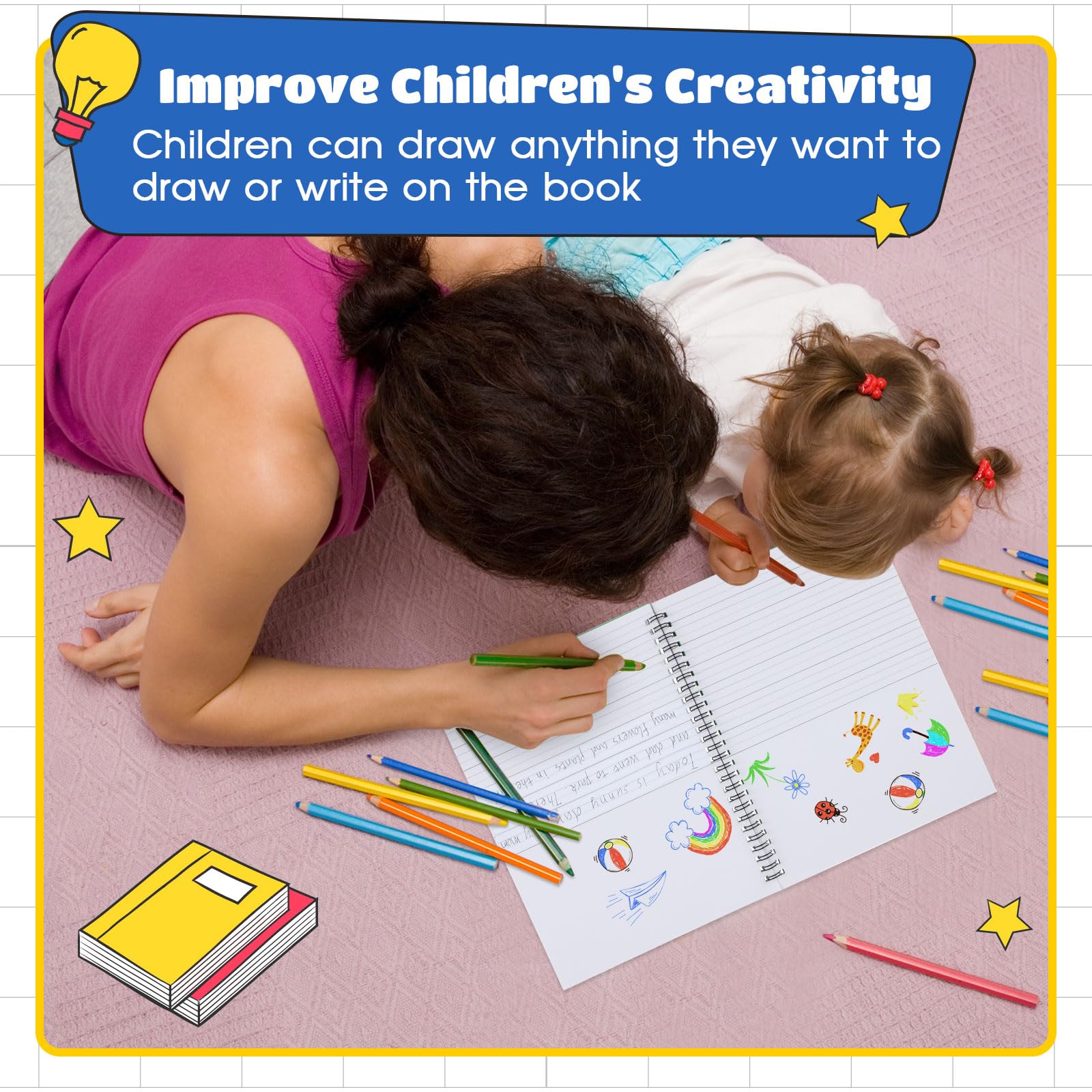 Henoyso 10 pezzi 100 pagine a spirale per composizione primaria K-2, diari primari per disegnare e scrivere, per bambini, asilo, scrittura a mano, quaderno per pratica della scrittura a mano, 24 x 19
