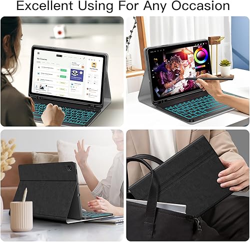 Miniatura 3 de JUQITECH Funda con teclado retroiluminado para Samsung Galaxy Tab S6 Lite de 10.4 pulgadas 20222020, Galaxy Tab S6 Lite SM-P610P613P615P619 Funda