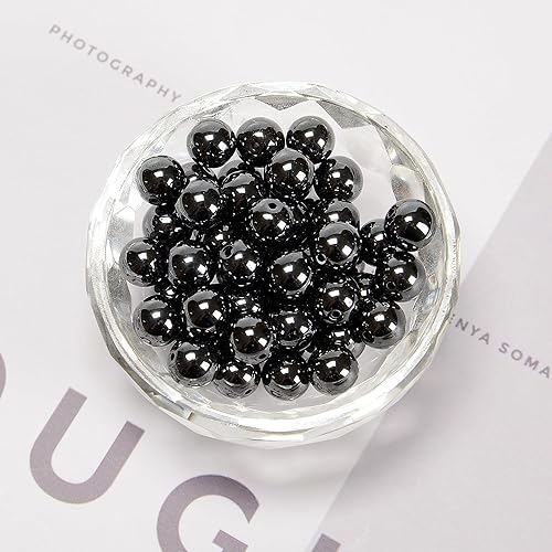Miniatura 3 de 38 cuentas de hematita de 0.394 pulgadas (0.394 in), piedra natural, piedras preciosas redondas auténticas para hacer pulseras y cadenas de joyería