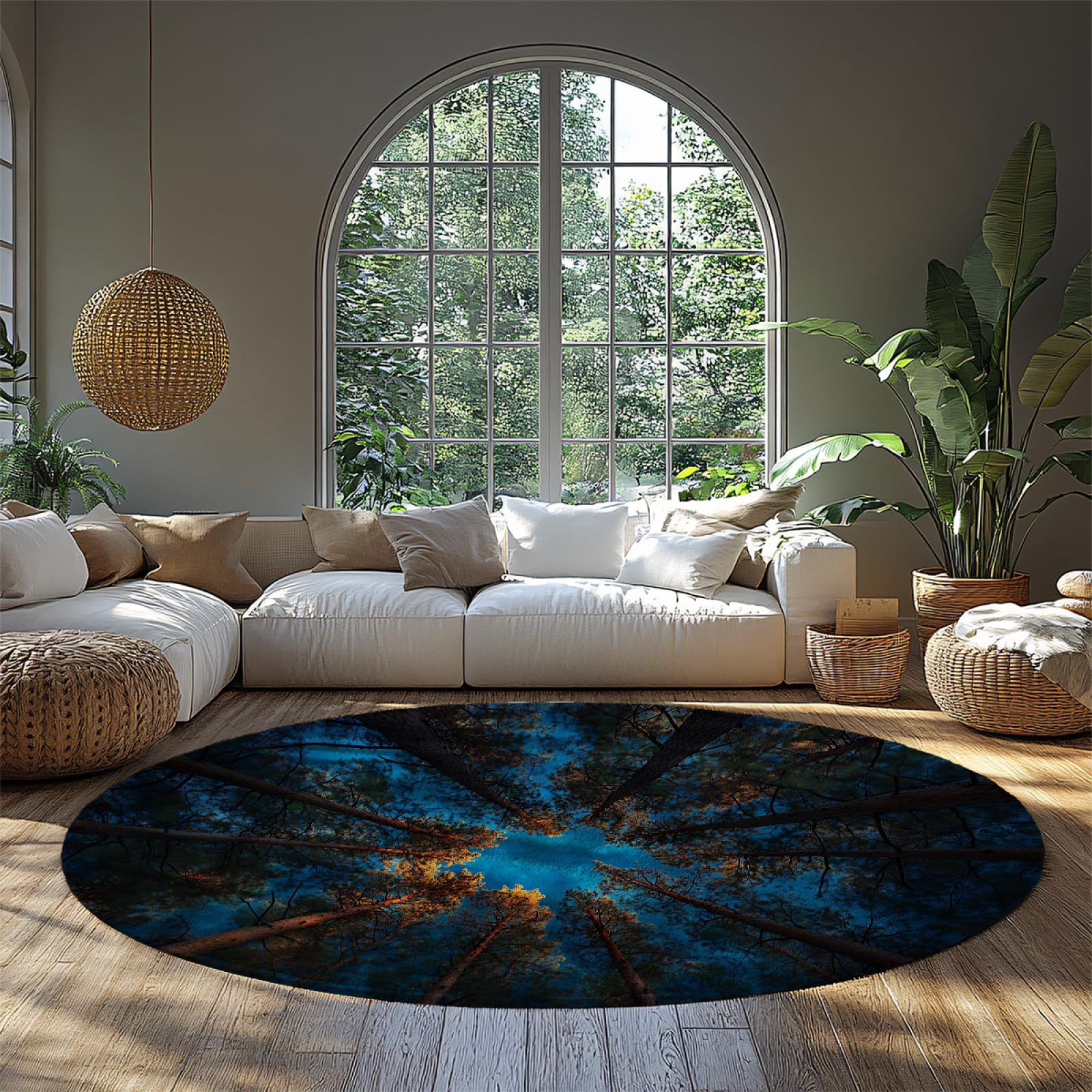 Tapis rond chic moderne antidérapant lavable pour deco chambre et salon