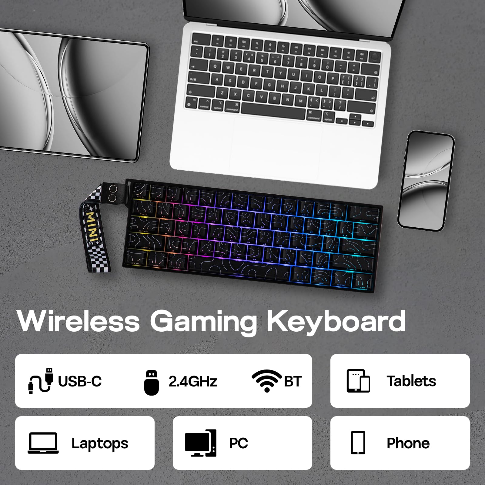 EPOMAKER Aula MINI60 HE Clavier Gaming sans Fil, Polling 8K Hz, SOCD & DKS