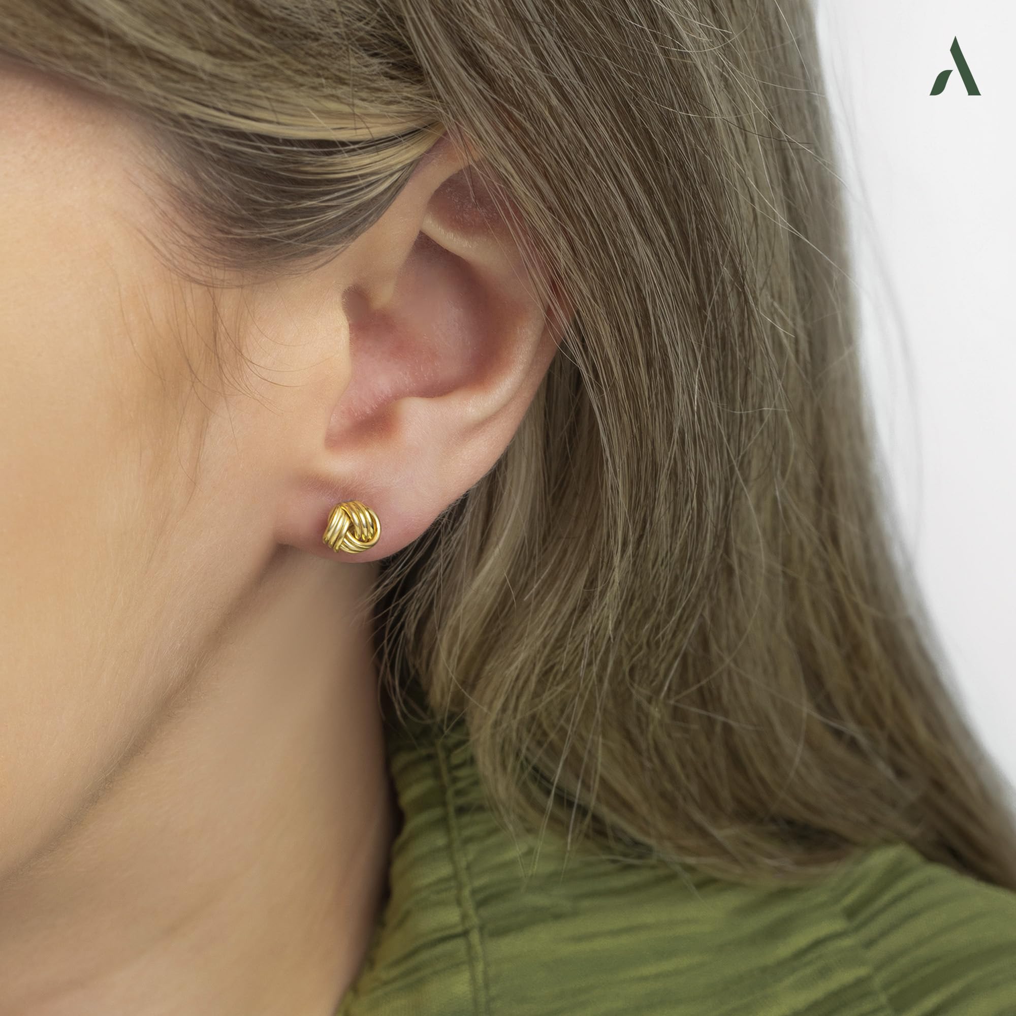 Amberta Echte Knoten Ohrringe für Damen aus 9K 14K Gold | Ohrstecker aus Massivem Gold im Keltischen Liebesknoten Design
