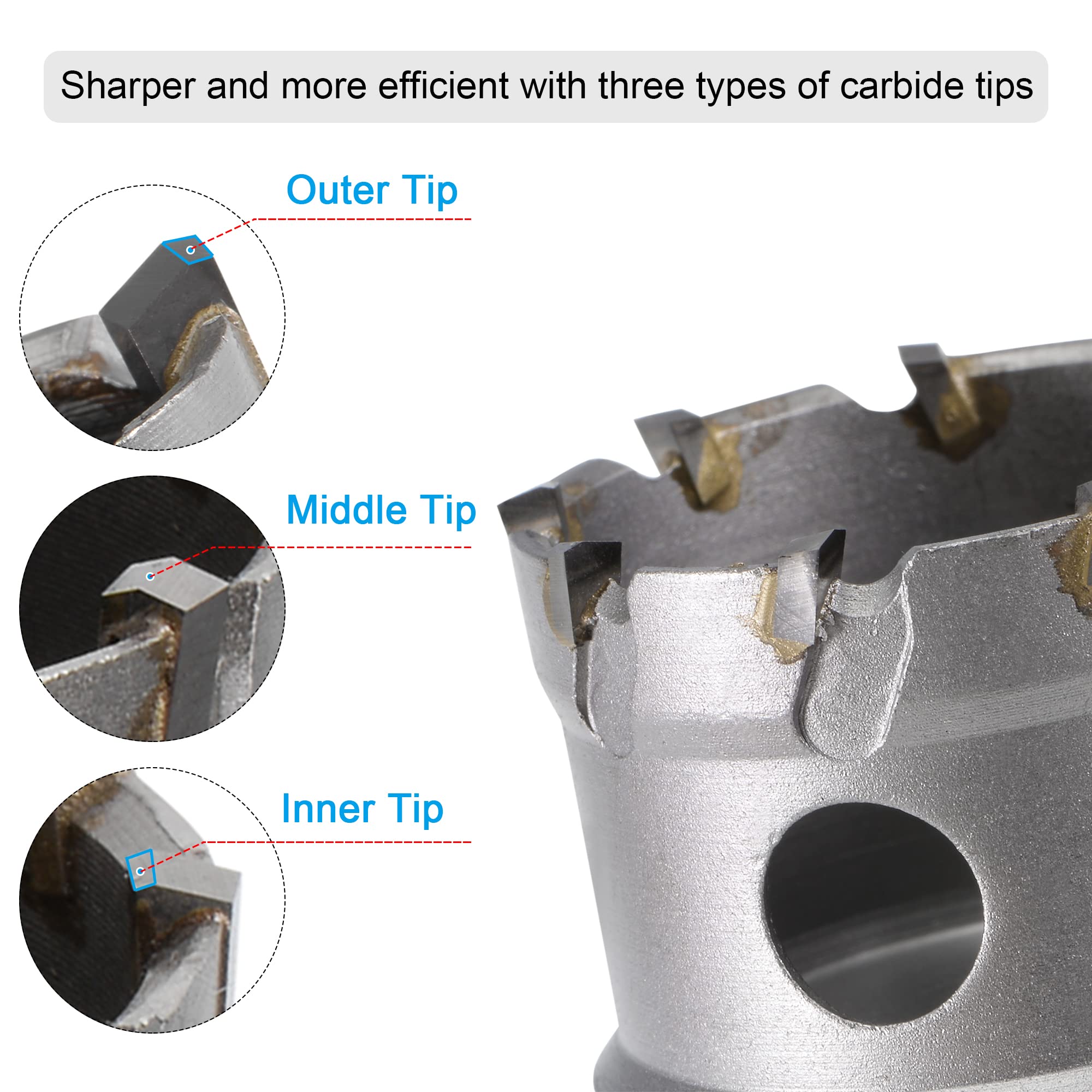 100mm Carburo Agujero Cortador, TCT Agujero Sierras Para 2mm Inoxidable Acero Lamina Metal Unique Bargains Sierras De Corona