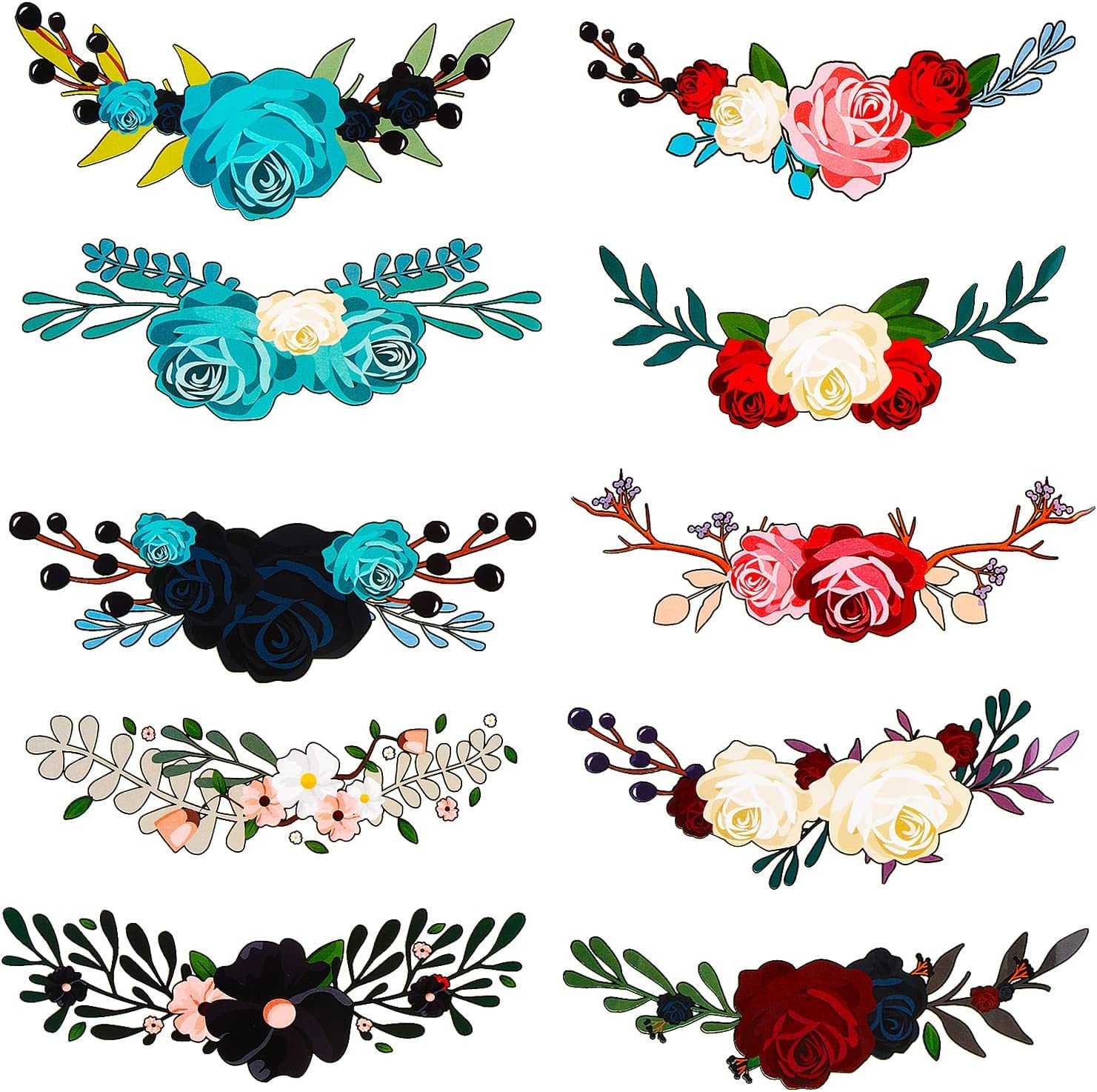 SYOSI 30PCS Flower Iron on Sticker Heat Transfer Patches 10 PCS Appliques Decals for T-Shirt Jeans Backpacks Jackets Dress Clothing Art Decoration Accessories
