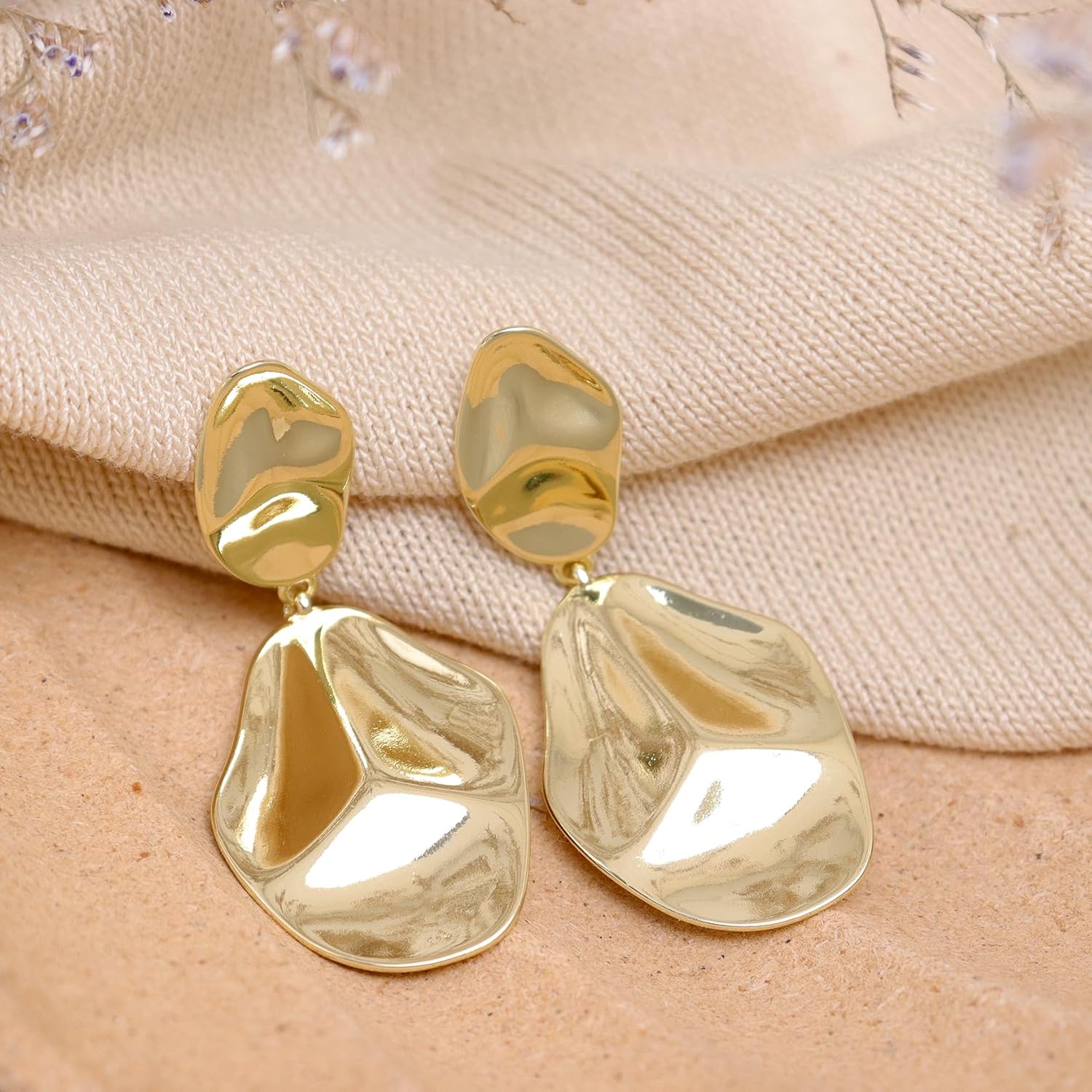 Chunky Gold Dangle Earrings for Women, Trendy Statement Lightweight Hypoallergenic Earing Prom Holiday Jewelry Gift - Image 4