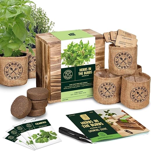 Indoor Herb Garden Starter Kit - Heirloom, Non-GMO Herb Seeds - Basil...