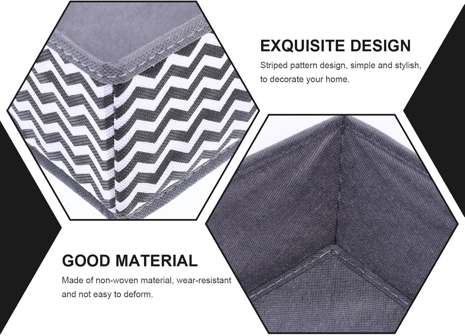 LALAFINA 6pcs Foldable Underwear Organizer Box Set with Wave Pattern, Black and White Storage Bins for Socks and Underwear, Home Closet Drawer Storage for Travel and Daily Use