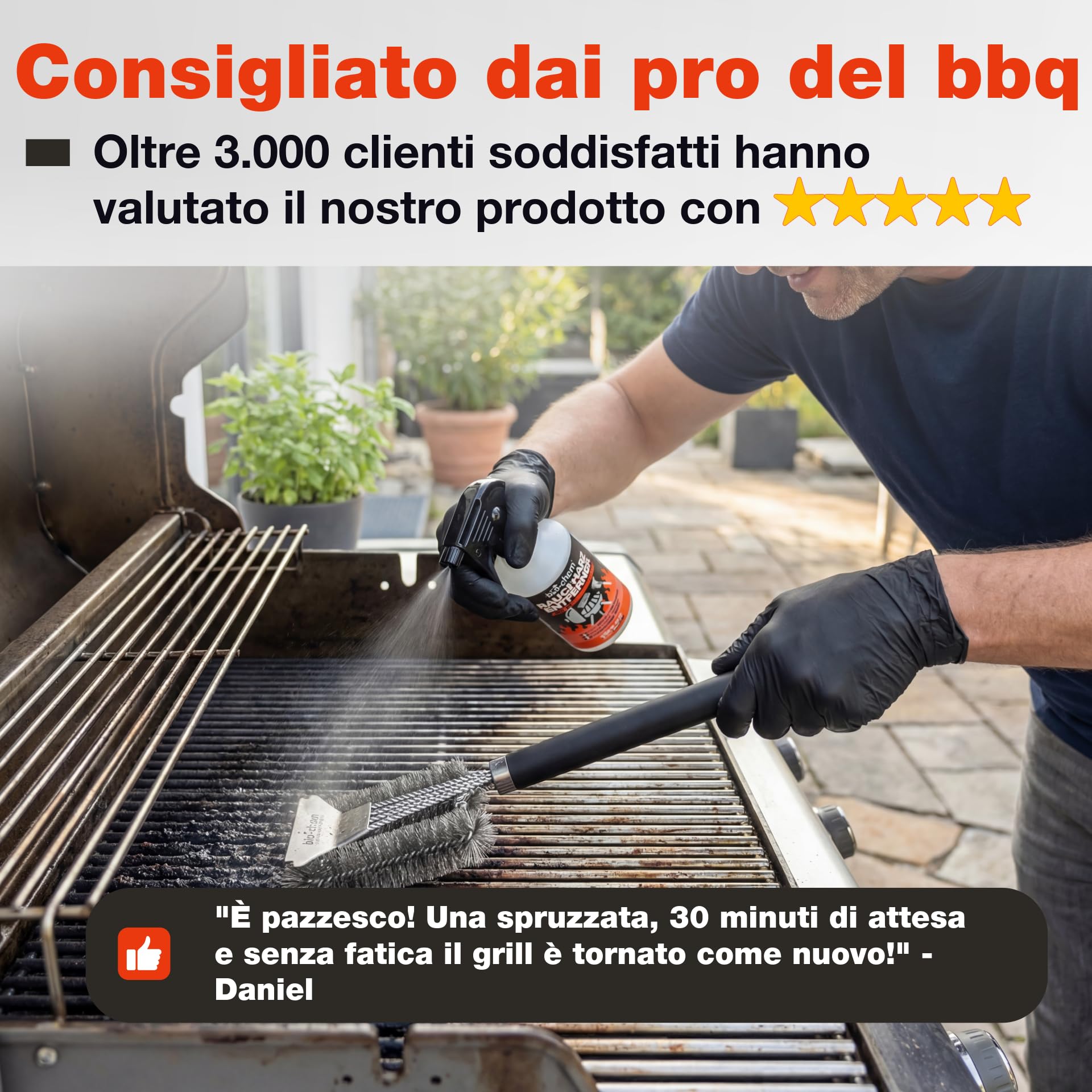 bio-chem - Rimuovi Resina per fumi 1L - Pulitore sgrassante 2 in 1 Pulitore di Resina Spray per Griglie e Barbecue - Manutenzione della griglia del Barbecue