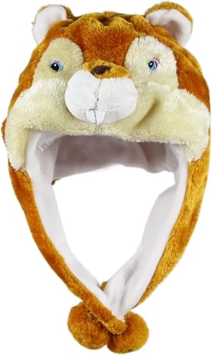 Miniatura 61 de Poliéster animal de la diversión de la felpa un tamaño del casquillo con la guarnición marrón (bear brown)