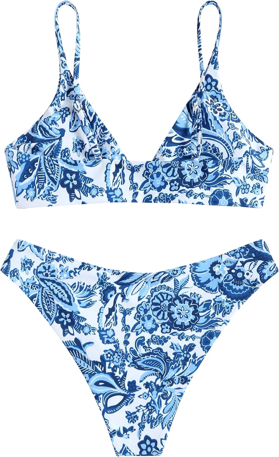 ZAFUL Women's Solid Spaghetti Strap Bralette Bikini Set Two Piece Swimsuit - Image 3