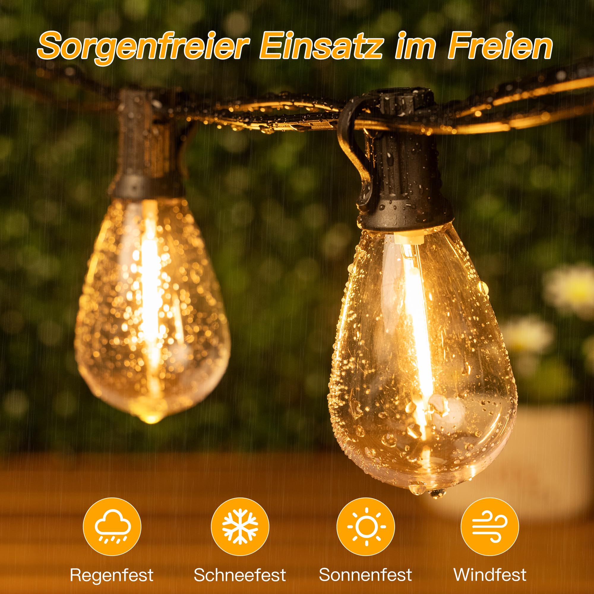 Ollny Cadena de luces solares para exteriores, 30 m, 35 + 2 bombillas LED, funciona con energía solar, S11, iluminación exterior con mando a distancia, 3 modos, función de temporizador, IP65