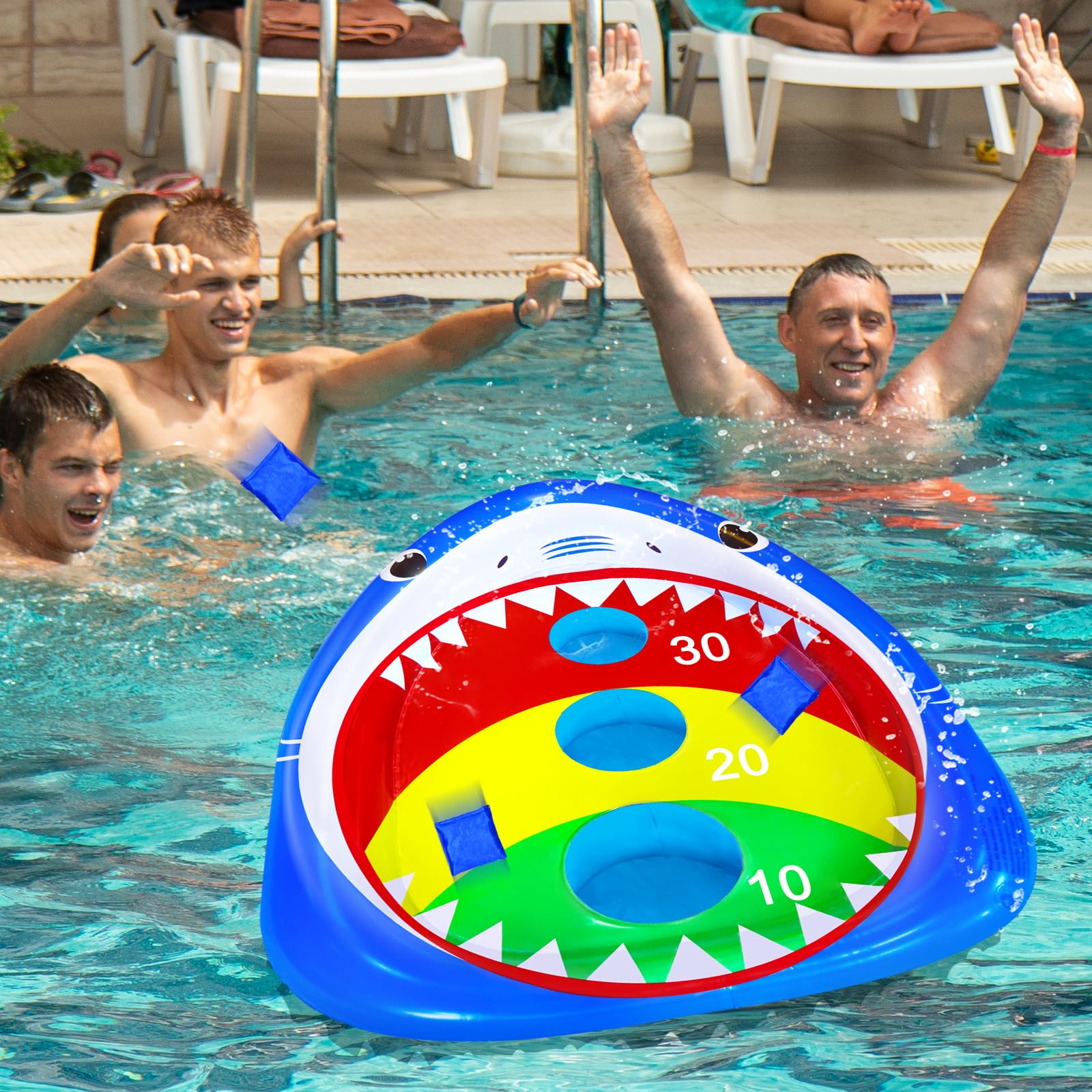 Lustiges Poolspielzeug für Kinder, aufblasbares Cornhole Board, schwimmendes Wasserspiel, Schwimmspiel im Freien, für Erwachsene, Familie, Geschenk