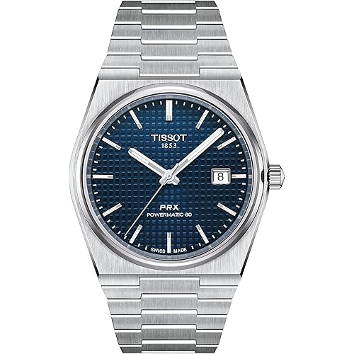 Tissot PRX Swiss Automatic Watch for Men, Blue Dial, Stainless Steel, 40 mm Case, T1374071104100