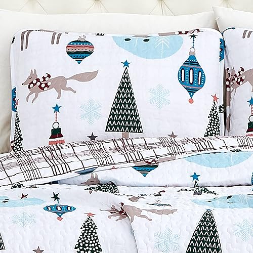 Miniatura 6 de Southshore Fine Living, Inc., Juego de ropa de cama suave de 2 piezas con fundas acolchadas, diseño de bosque navideño, tamaño individualindividual