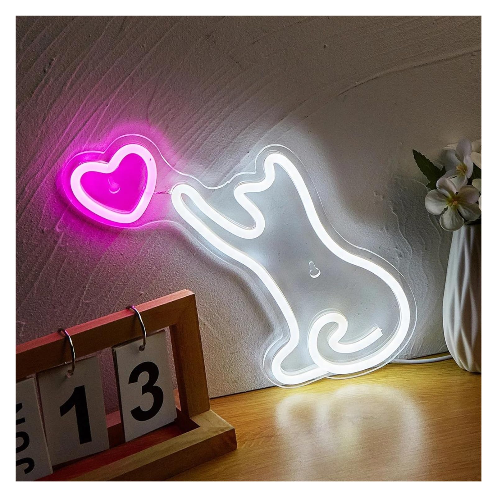 XENITE Luces Art Decoration Christmas Letrero De Neón LED Con Forma De Gato, Luz Alimentada Por USB, Arte De Pared Para Sala De Juegos, Decoración De Pared Para El Hogar, Habitación De Niños
