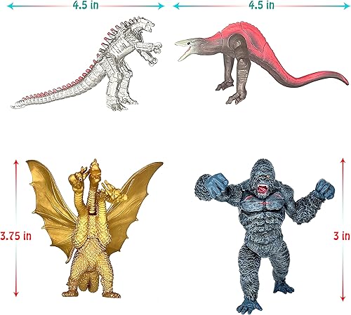 Miniatura 4 de TwCare Juego exclusivo de 6 figuras de acción conjunta movibles de Godzilla vs Kong, King of the Monster, dinosaurio, Shin, Ghidorah, cráneo,