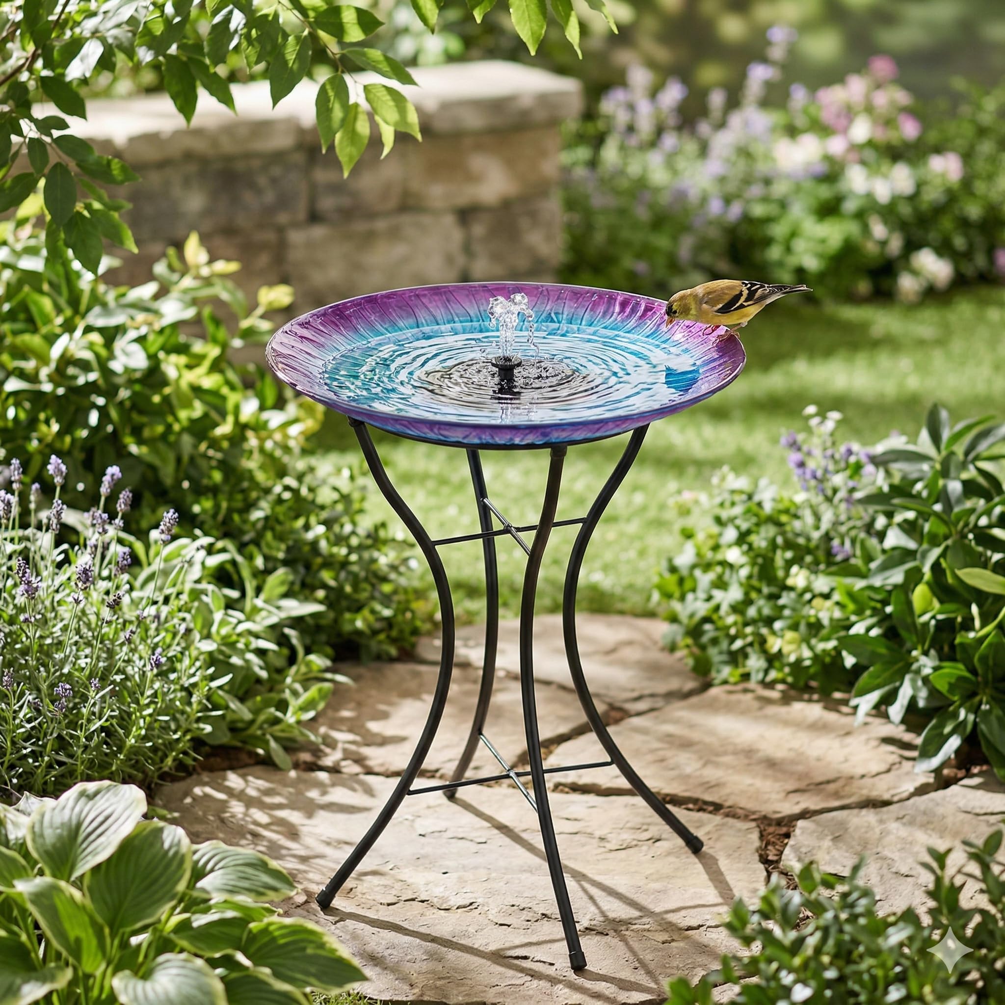 Regal Art & Gift Purple Glass Bird Bath