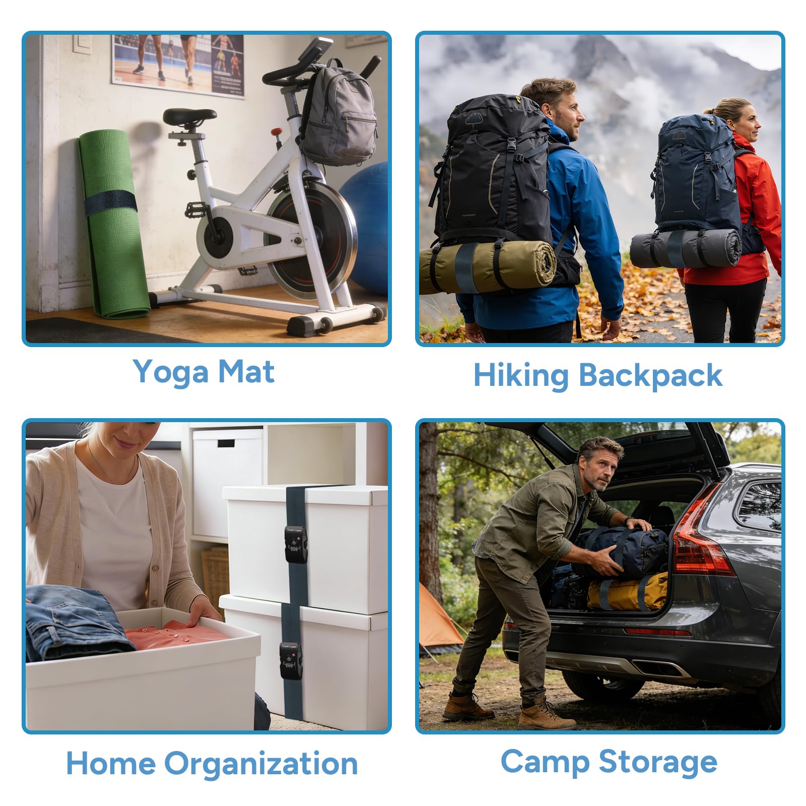 Travel Inspira Cinghie per bagagli con serratura a combinazione TSA, regolabili, facili da usare, proteggono il tuo bagaglio, blu navy