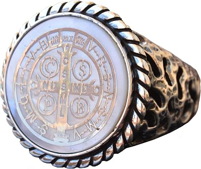 925 Sterling Silver Ring - Signet Mens Ring - Symbols Ring