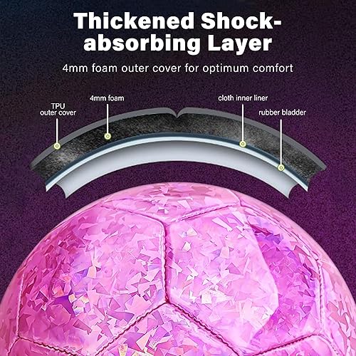 Miniatura 4 de Soccer Balls Size 5, Official Match Weight Long-Lasting Construction, Outdoor Soccer Balls for Boys Girls Youth Skills Practicing Christmas Birthday