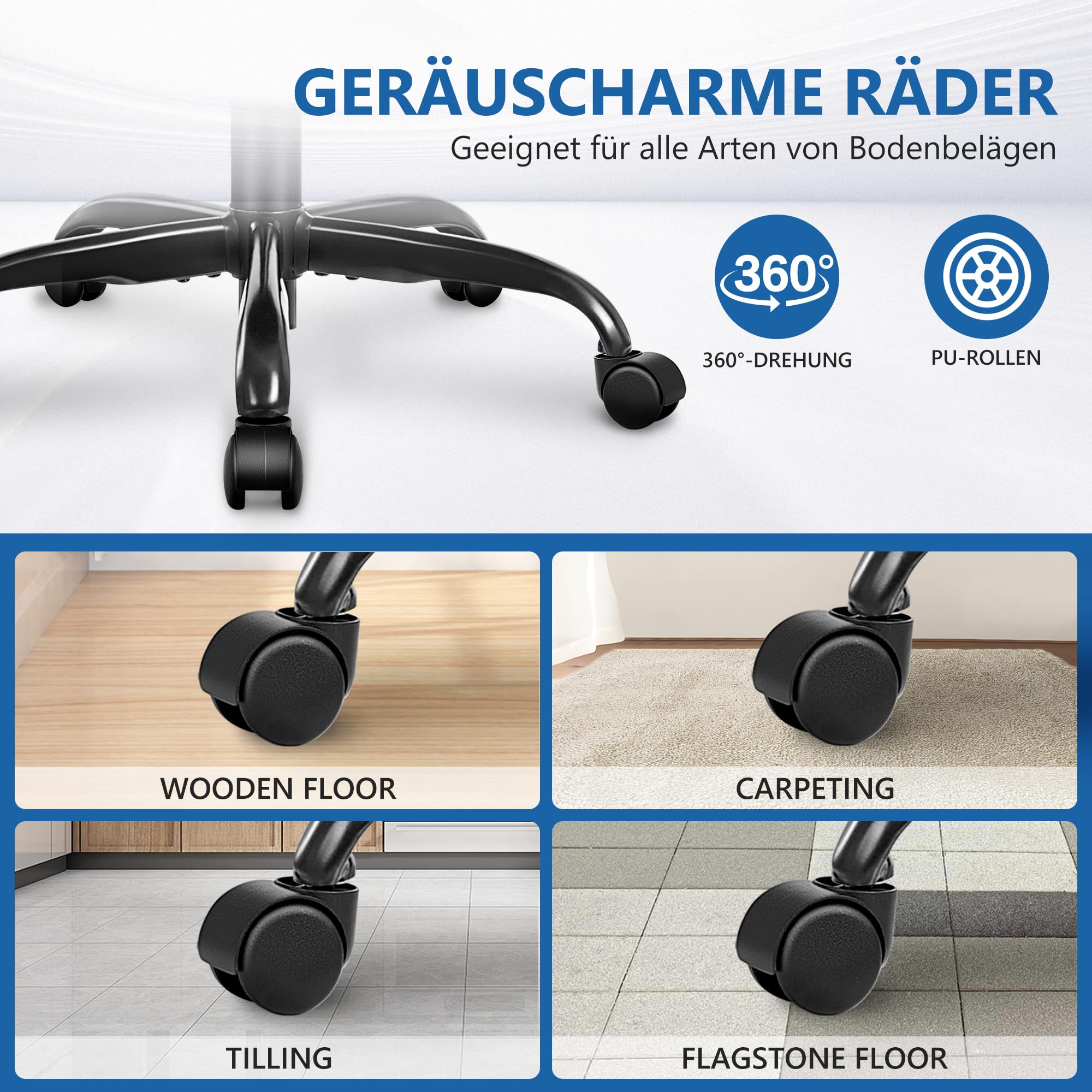 sedia ufficio ergonomica, sedia ufficio direzionale con schienale regolabile e braccioli pieghevoli, sedia scrivania con schienale alto, rotazione a 360º e supporto lombare, nero
